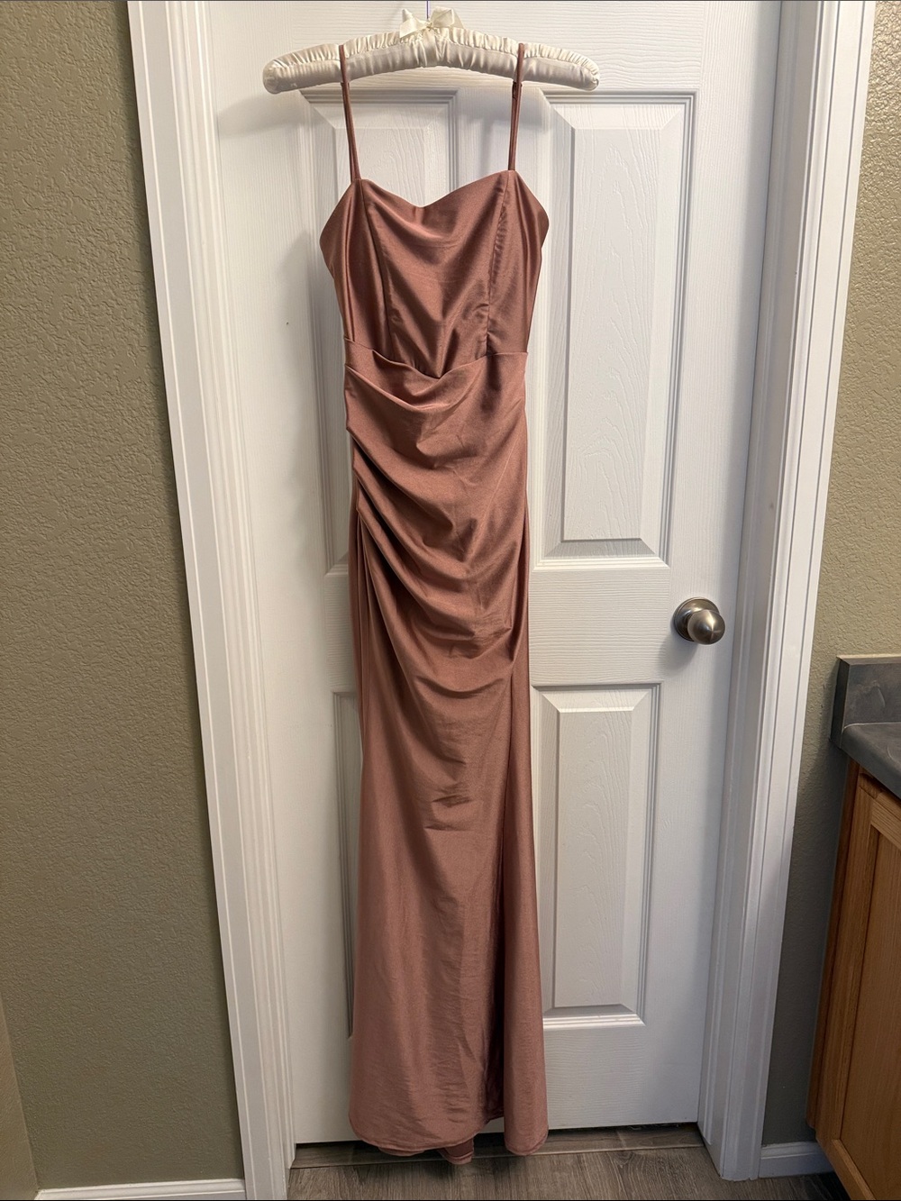 Honey and Rosie Dusty Rose Satin Formal Dress